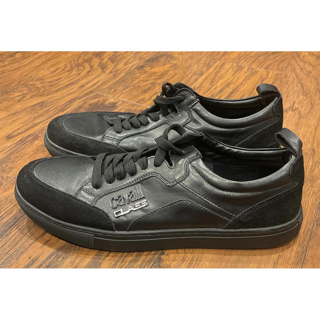 Roberto Cavalli Class Mens Shoes Size 11 44black Leather And Suede Sneakers